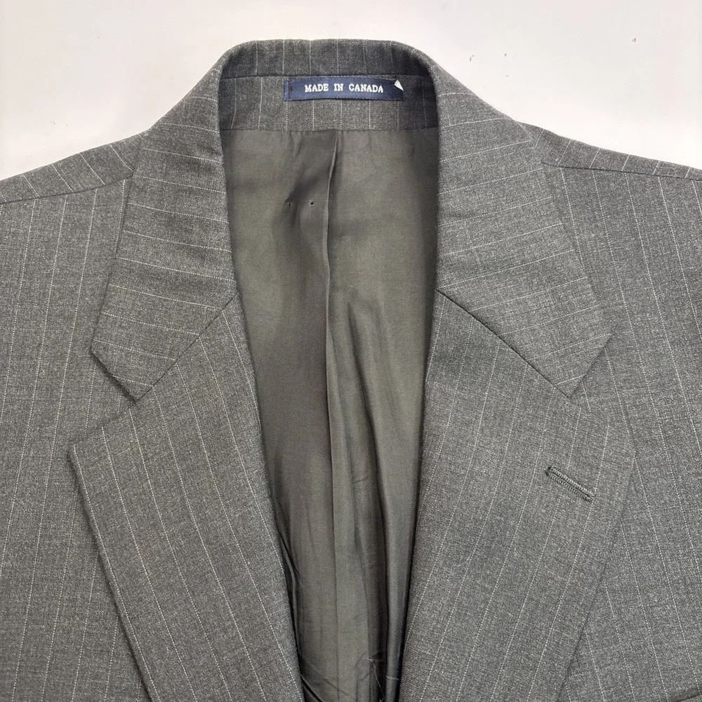 Ralph Lauren Mens Blazer Gray Pinstripe Wool 2 Button Suit Jacket Sport Coat 42R